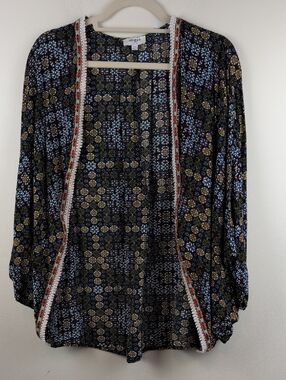 Umgee Floral Boho Printed Cocoon Style  Open Front Cardigan Size S/M Cover-up